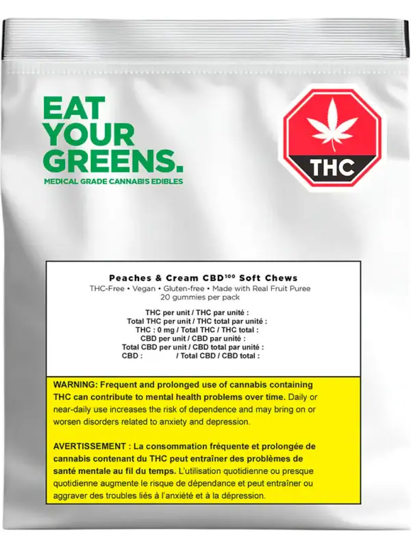 Peaches & Cream CBD 100 Soft Chews 20 Pack
