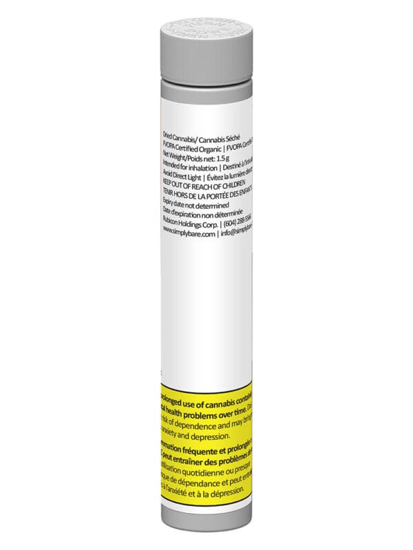 BC Organic Plumz Pre-Rolls 3 Pack premium FVOPA certified organic indica joints by Simply Bare.