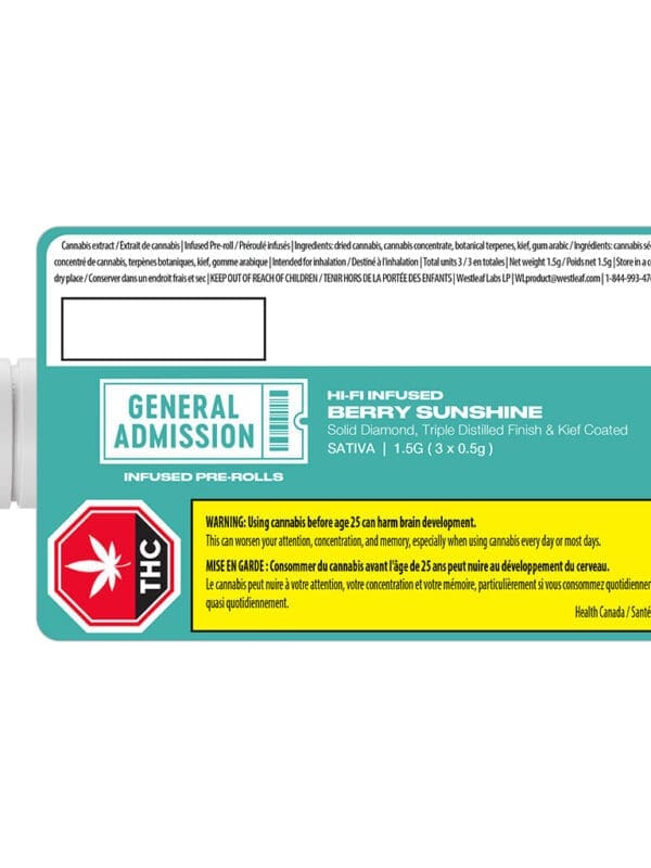 Berry Sunshine Hi-Fi Infused Pre-Rolls 3 Pack General Admission Montrose