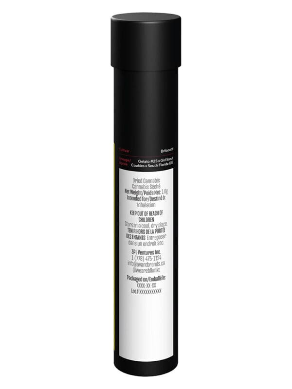 Britscotti Glass Cannon BLNT 1g premium heavy-hitting indica blunt pre-roll with glass tip by BLK MKT.