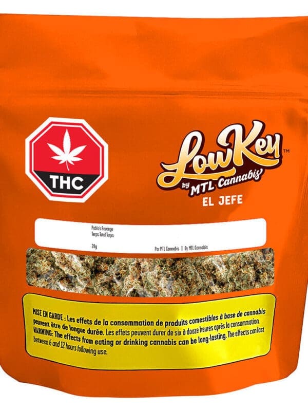 El Jefe 28g Big Bag indica flower by MTL Cannabis - Montrose Cannabis