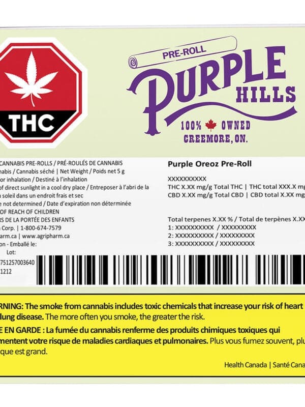 Purple Oreoz Pre-Rolls 10 Pack premium indica joints by Purple Hills, available for local delivery from Montrose Cannabis.
