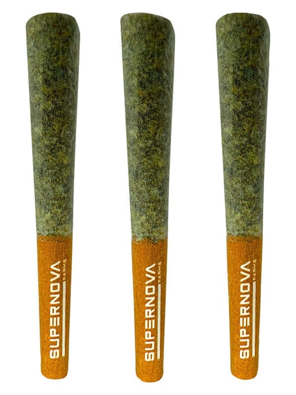 B!tch Slap Pre-Rolls 3-pack by Supernova Farms, featuring hand-trimmed premium cannabis available for local delivery from Montrose Cannabis Ontario.