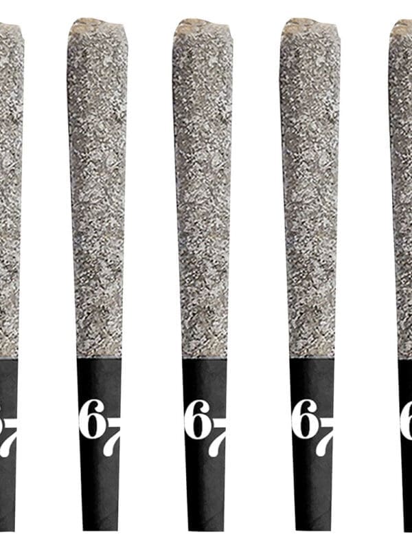 67 Sindicate Infused Pre-Rolls 5-pack by Sixty Seven Sins, infused with premium cured resin, available for local delivery from Montrose Cannabis Ontario.