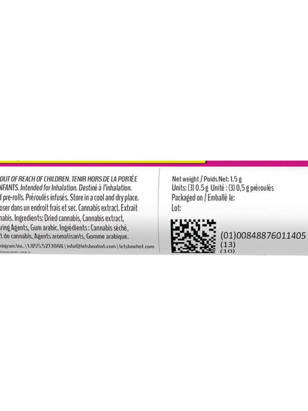 Dragon's Breath Diamond Doobies 3-pack infused pre-rolls by BOXHOT, available for local delivery from Montrose Cannabis.