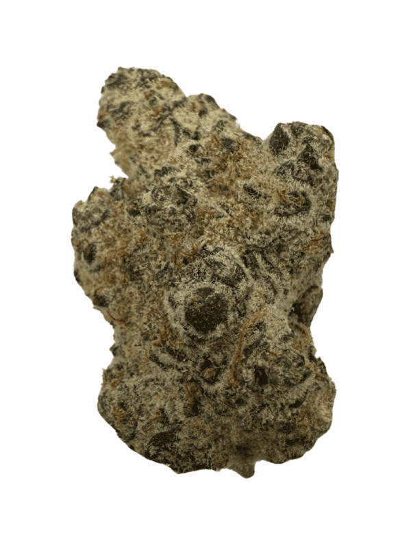 Headstone Cannabis Godzilla 3.5g dried flower container showing dense, frosty, non-irradiated craft indica buds.