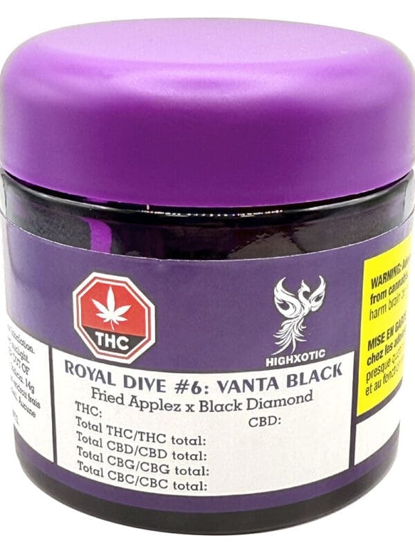 Royal Dive #6 VantaBlack 14g premium cannabis flower by HighXotic, available for local delivery from Montrose Cannabis.