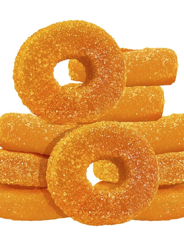 100 THC Multipack Sour Peach 10-pack soft chews by Olli O's, available for local delivery from Montrose Cannabis.