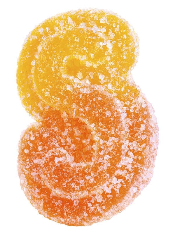 Fully Blasted Peach Orange 1:1 bulk 10-pack soft chews by SOURZ by Spinach, available for local delivery from Montrose Cannabis.