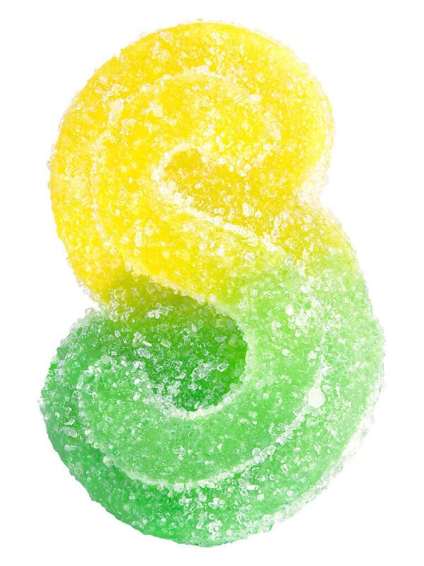 Fully Blasted Mango Lime 10 Pack 1:1 Soft Chews by SOURZ by Spinach featuring tropical mango and tangy lime flavours infused with liquid diamonds.