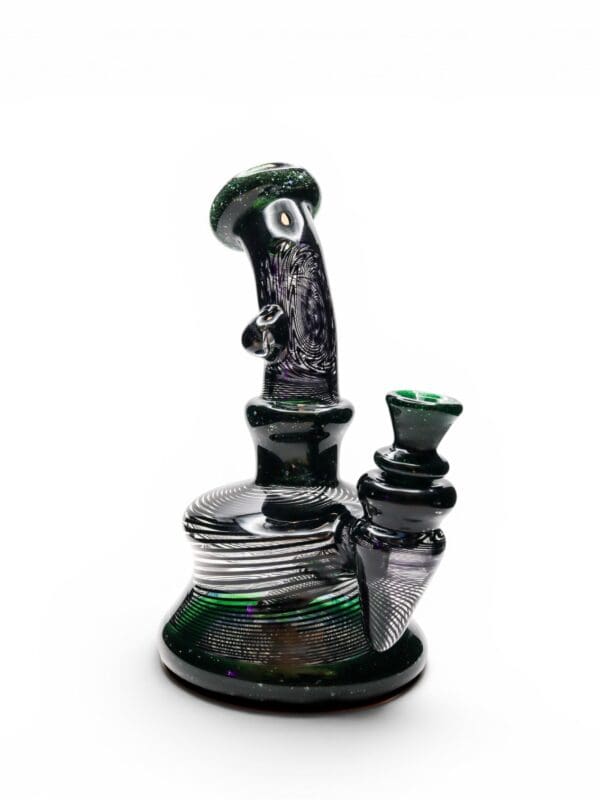 Emerald Spiral Worked Mini Dab Rig handcrafted borosilicate glass dab rig front angle view