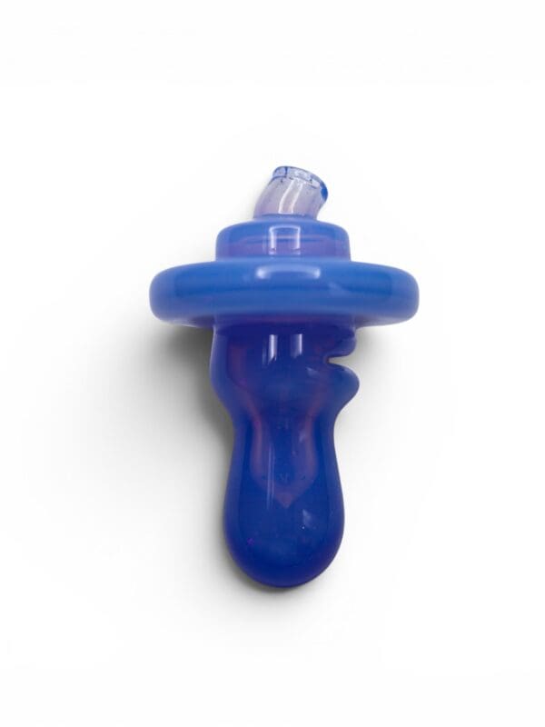 Front view of Cobalt Bubble Carb Cap with rounded blue handle, circular cap shape, and small top airflow hole.