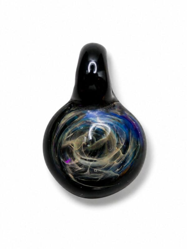 Black Nebula Smudge Glass Pendant with glossy black body and smoky blue swirl centre.