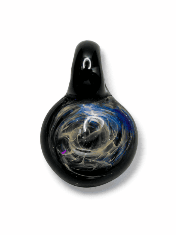 Black Nebula Smudge Glass Pendant with glossy black body and smoky blue swirl centre.