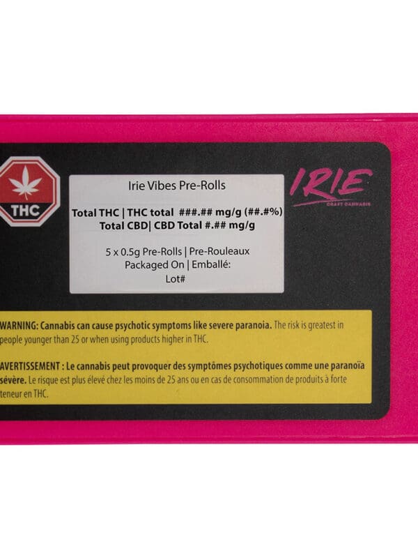 Irie Vibes Pre-Rolls 5 Pack | Irie | Montrose Cannabis
