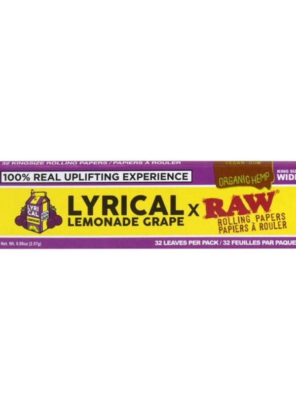 RAW x Lyrical Lemonade Grape King Size Wide Rolling Papers 32 Pack Montrose Cannabis (1)