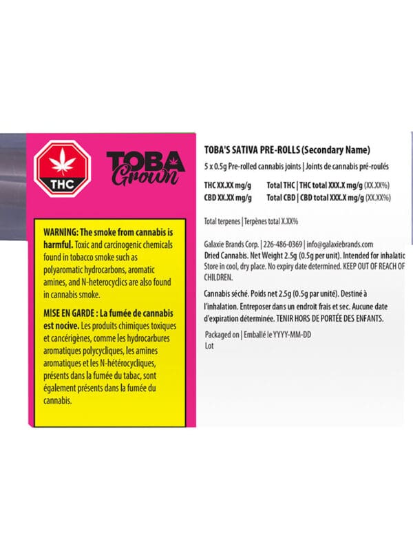 Toba's Sativa Pre-Rolls 5x0.5g – TobaGrown Pre-Rolls | Montrose Cannabis