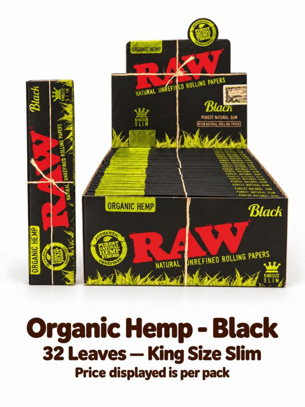 RAW-Organic Hemp Black-King Size Slim- 32 of Each - Image 2