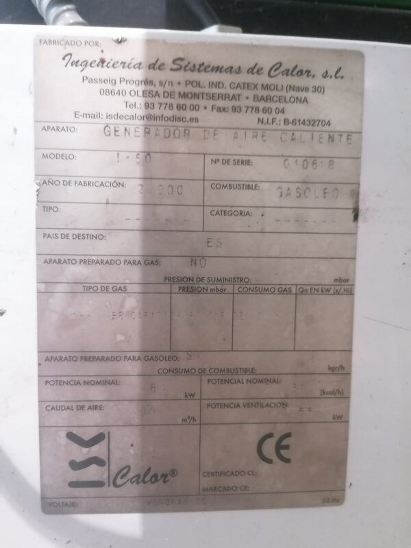 generador de aire caliente calor 150 | 65 kw – 55.900 kcal/h a gasoil