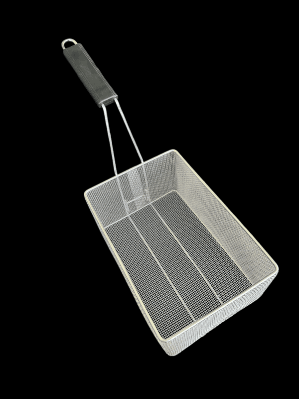 Quality Industries Pasta Basket, Stainless Steel, Black Handle, 320x220x160 mm, (12.6x8.86x6.3 in)