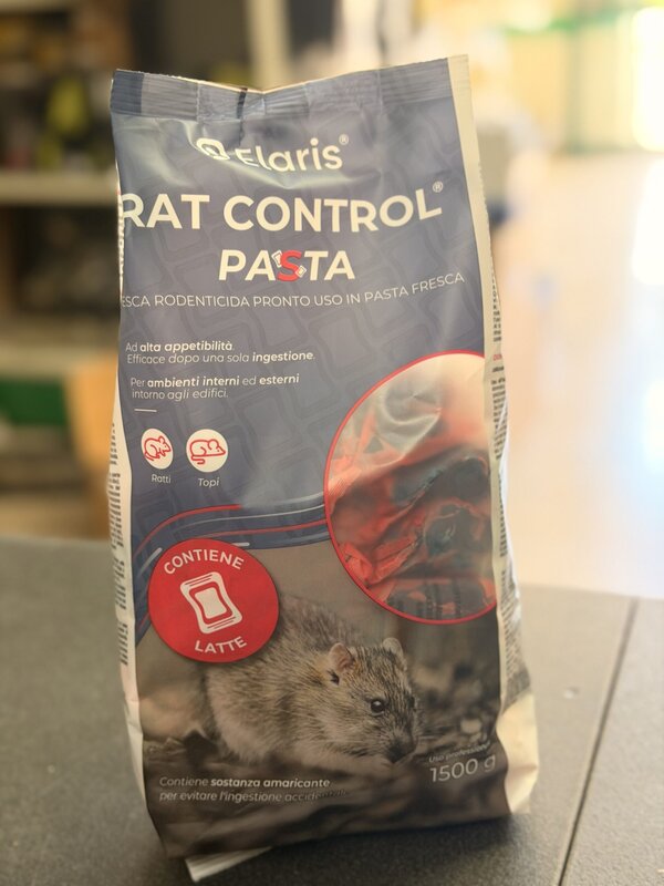 Rat control pasta elaris Esca Rodenticida Professionale in Pasta Fresca per Ratti e Topi – Pronta all’Uso 1500 g - foto 1