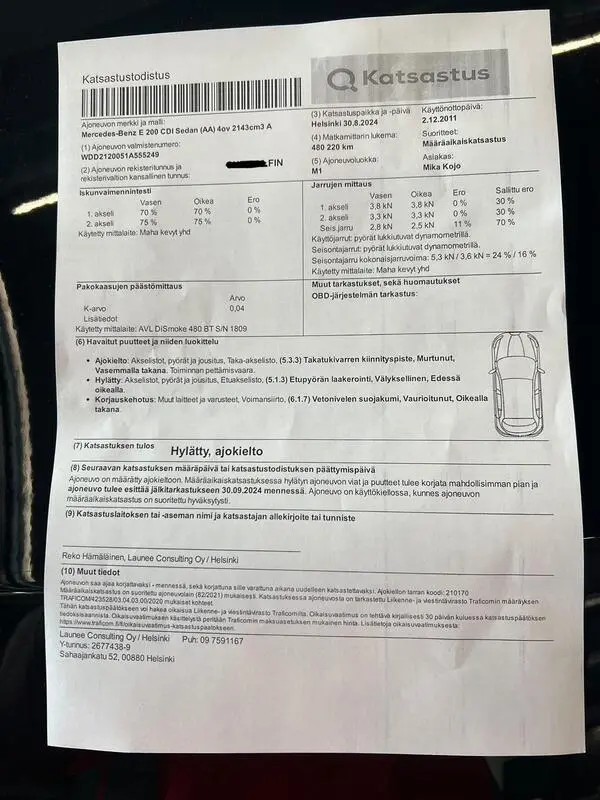 Katsastustarkastus & Nopea korjaukset katsastustarkastus hinta 78 €