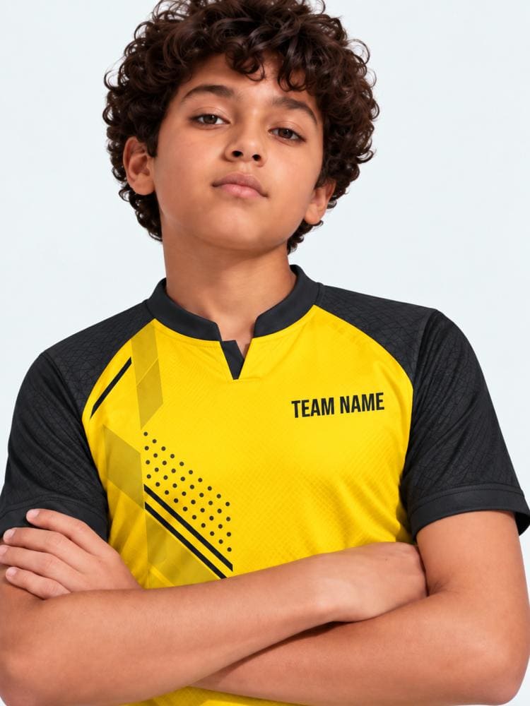 Kids Custom Football Jersey — Mandarin Collar, Half Sleeve, Raglan