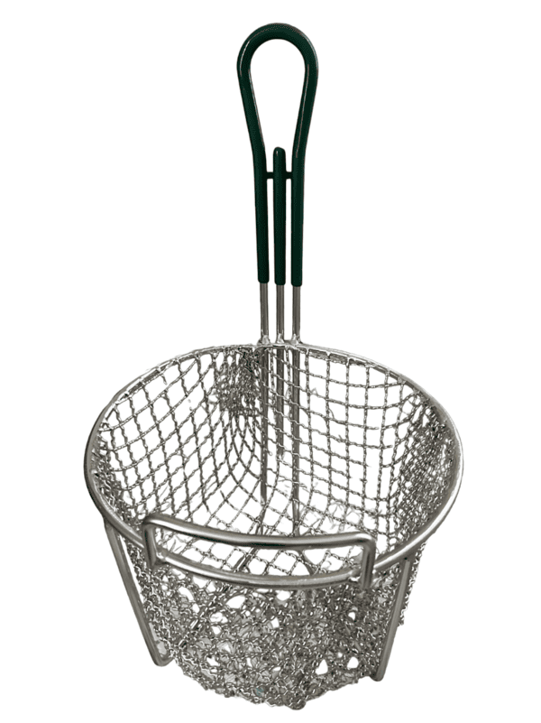 Quality Industries Basket, Stainless Steel, Crispy, Green Handle, 240x240x178mm, ~9.5x9.5x7in - Image 2