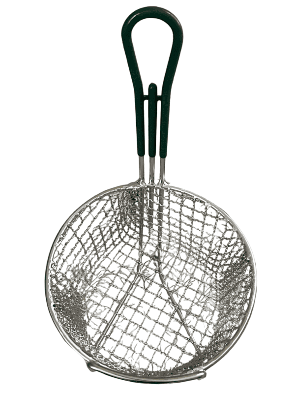 Quality Industries Basket, Stainless Steel, Crispy, Green Handle, 240x240x178mm, ~9.5x9.5x7in - Image 3