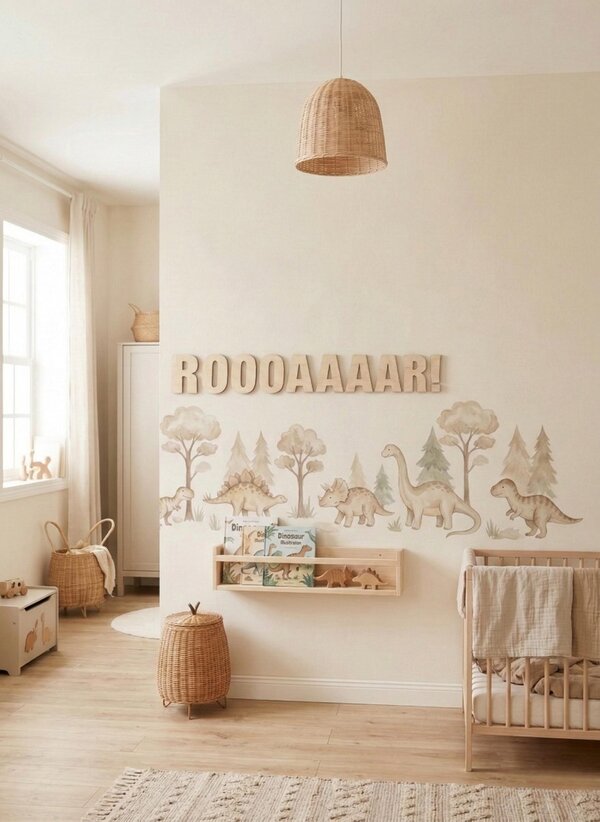 Wooden Roar Sign for Kids Room, Dinosaur Nursery Wall Art, Playroom Word Decor