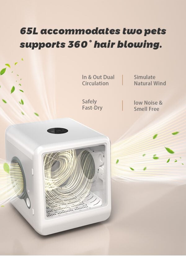 pet dryer system with 360 degree air circulation for even drying