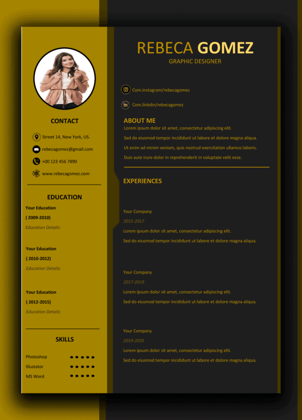 Premium MS Word CV Template Design 4 - Fully Editable & Instant Download