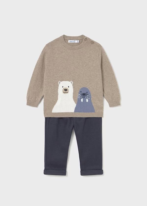 Conjunto pantalón y jersey animal bebé MAYORAL