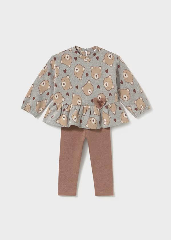 Conjunto blusa estampada y pantalón Osito MAYORAL