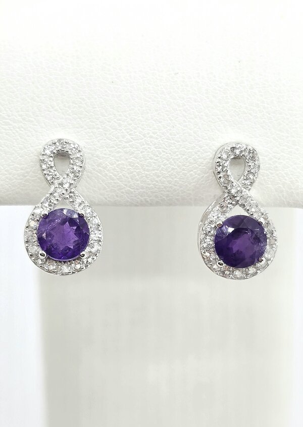 Sterling Silver 1.4ctw Amethyst Earrings