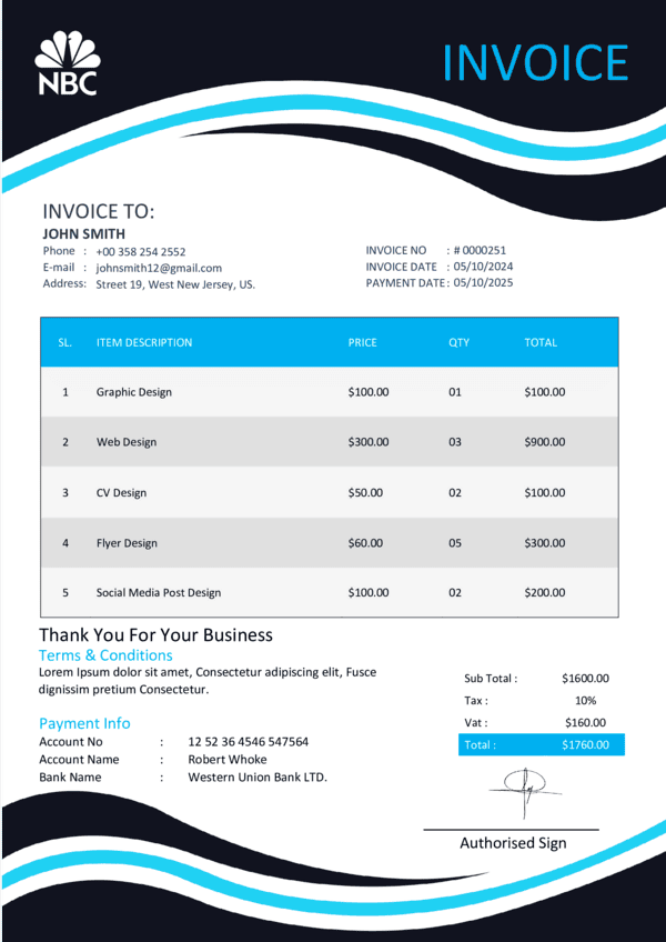 MS Word  Invoice Template Design 18 - Fully Editable & Instant Download - Image 3