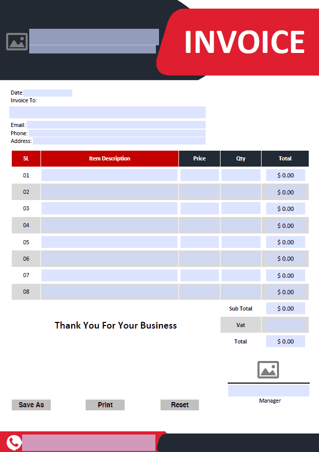 Professional Fillable PDF Invoice Design 19 - Fully Editable Instant Download - Image 3