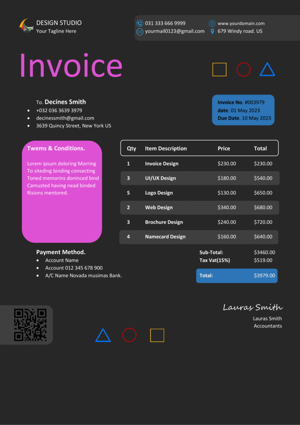 Professional MS Word Sales Invoice Template - Fully Editable & Instant Download