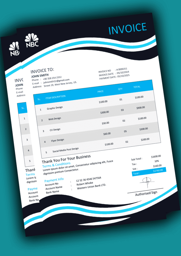 Premium MS Word Invoice Template Design 18 - Fully Editable & Instant Download