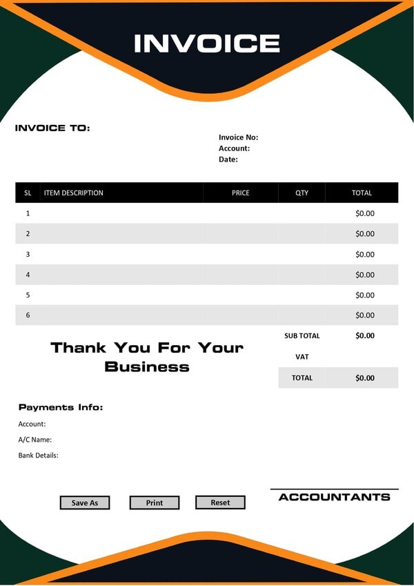 Fillable PDF Invoice Template Design - 20 With Automatic Calculations Make Your Business Easier - Image 2