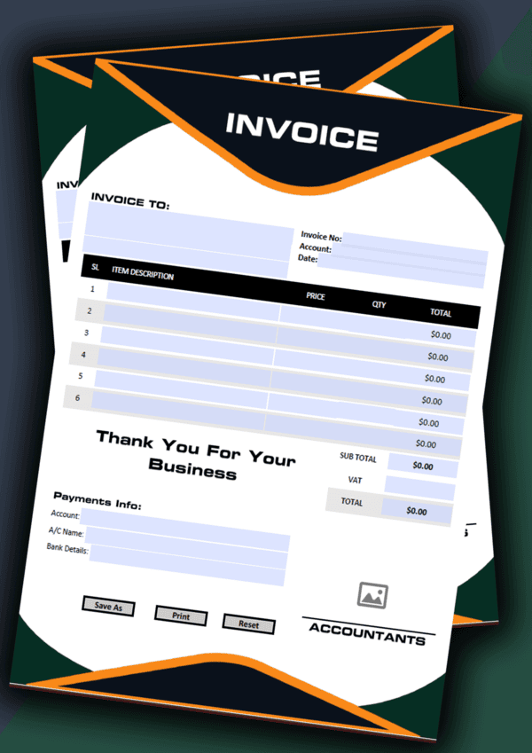 Fillable PDF Invoice Design