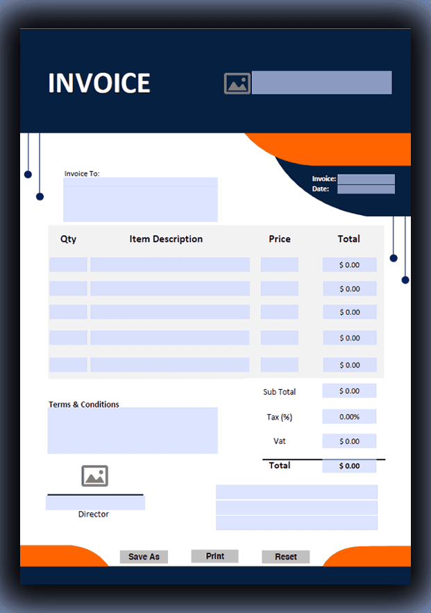 Fillable Pdf Invoice template design 22 [Fully Editable]