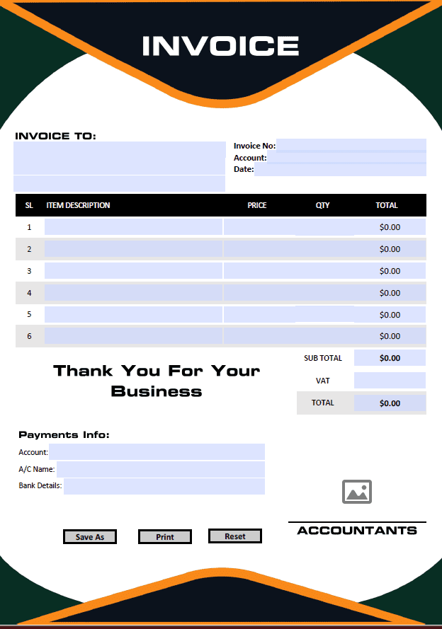 Fillable PDF Invoice Template Design - 20 With Automatic Calculations Make Your Business Easier - Image 4