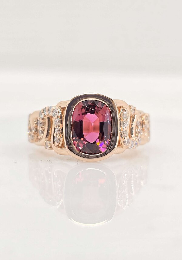 Custom 14k 1.79ct Pink Tourmaline Paperclip Ring