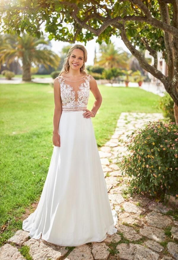 Brautkleid fließend Chiffonrock