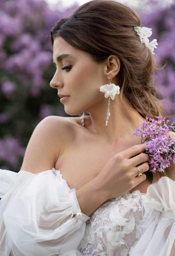 Accessoires Ohrringe weisse Blüten