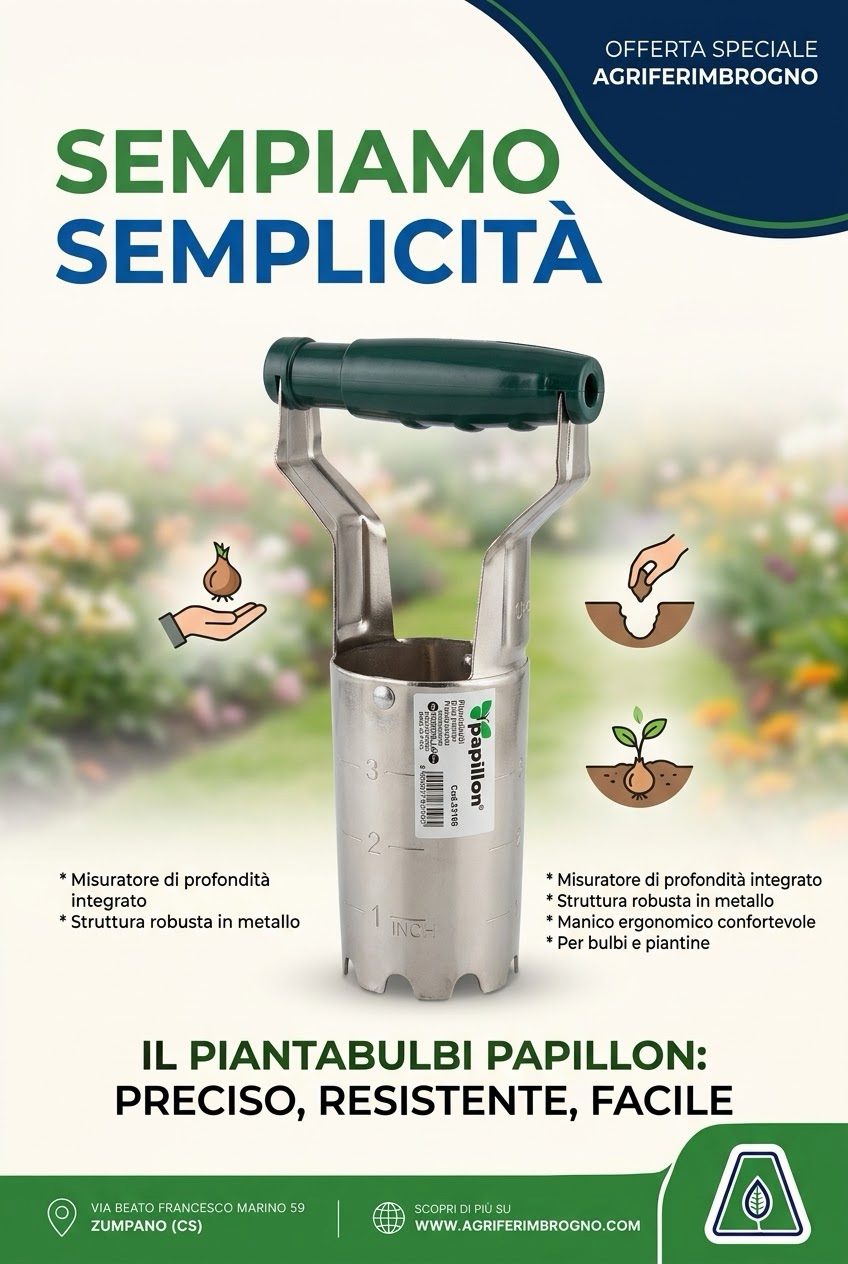 Piantabulbi PAPILLON in Metallo con
Misuratore di Profondità Integrato -
Piantatore Manuale ad espansione per Bulbi e Piantine