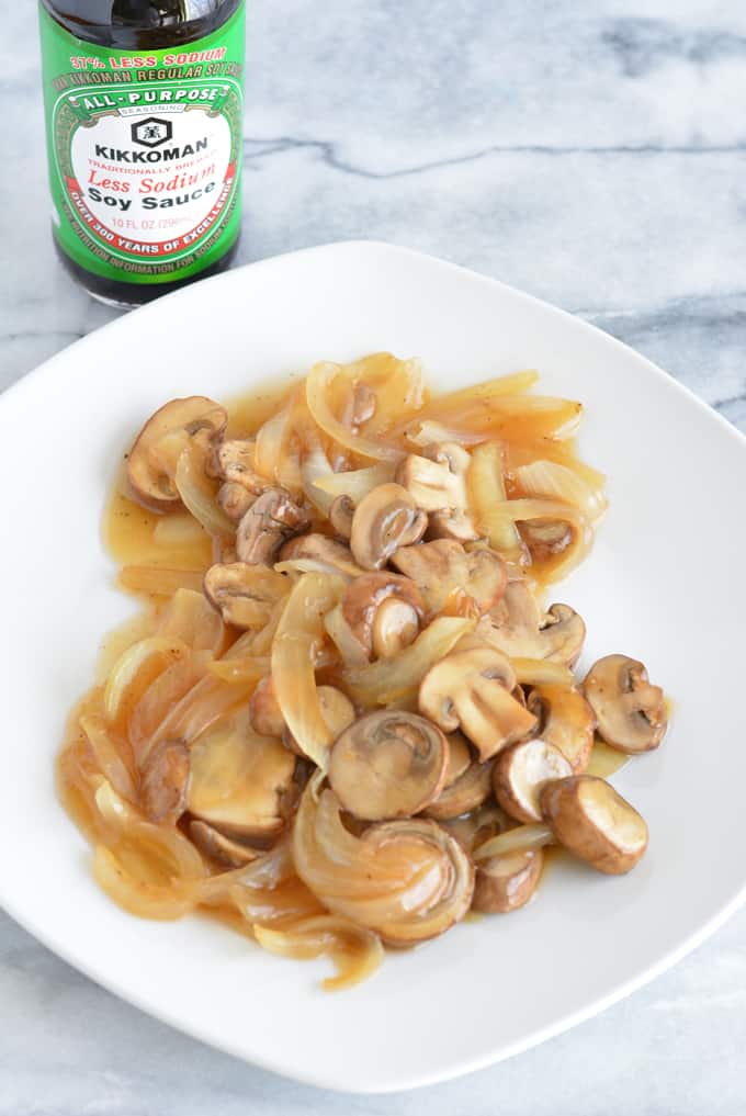 Top over your steak or beef entree with these meaty saucy mushrooms and onions.
