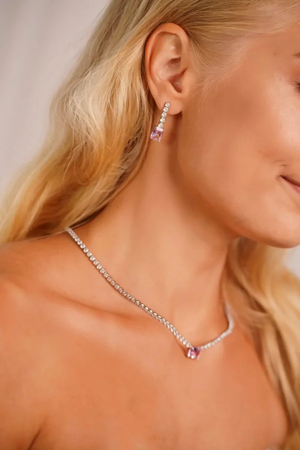 "Classic" Tennis Baby Pink Necklace - Image 2