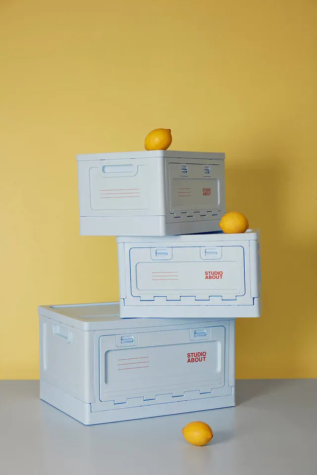 Caja almacenaje apilable pequeña, azulita